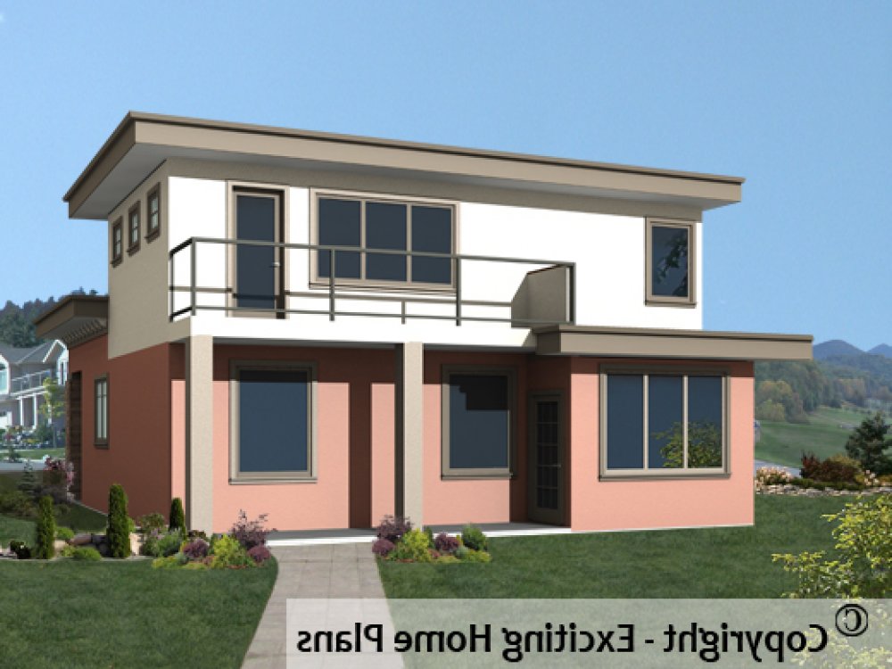House Plan E1585-10 Rear 3D View REVERSE