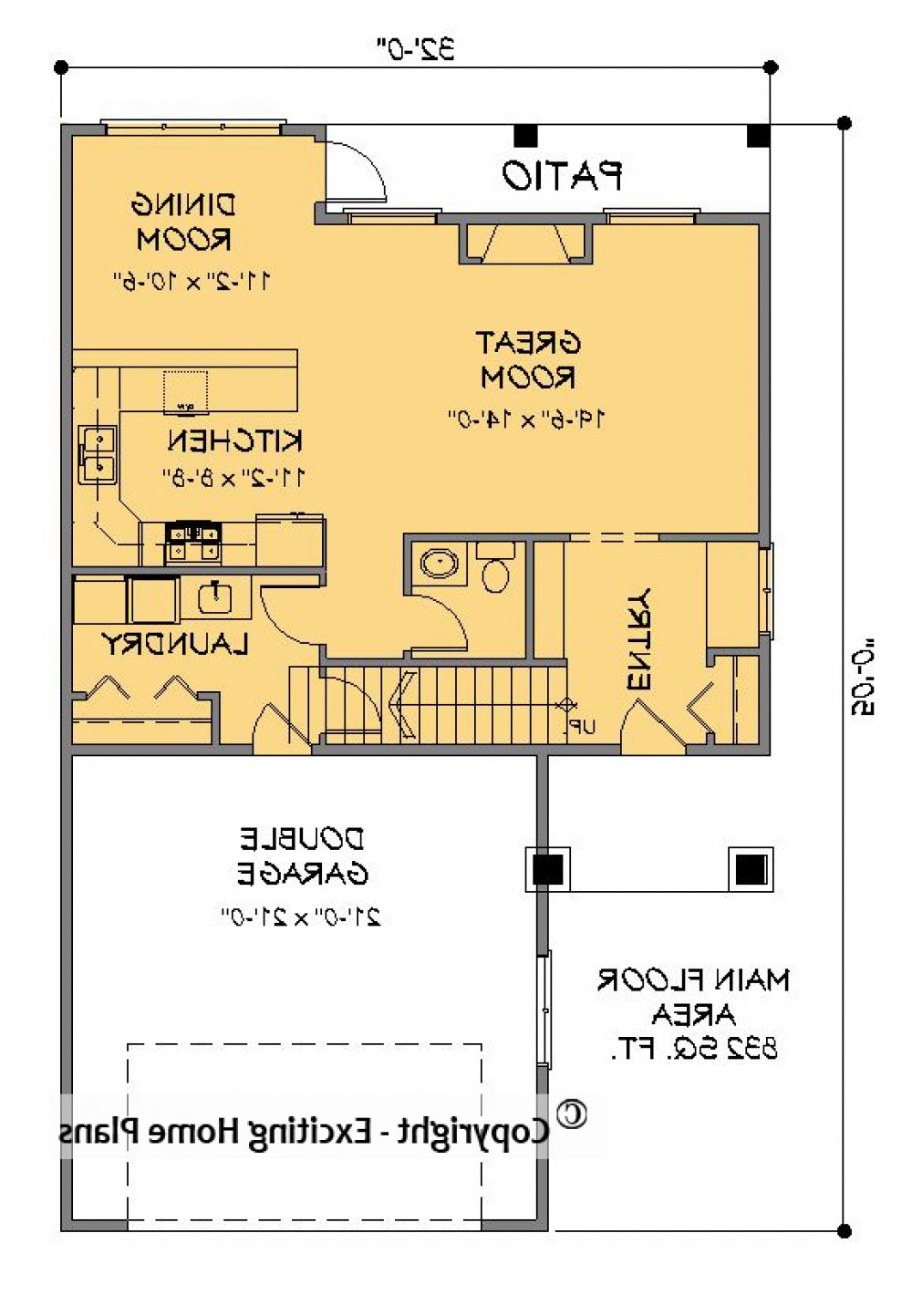 House Plan E1585-10 Main Floor Plan REVERSE