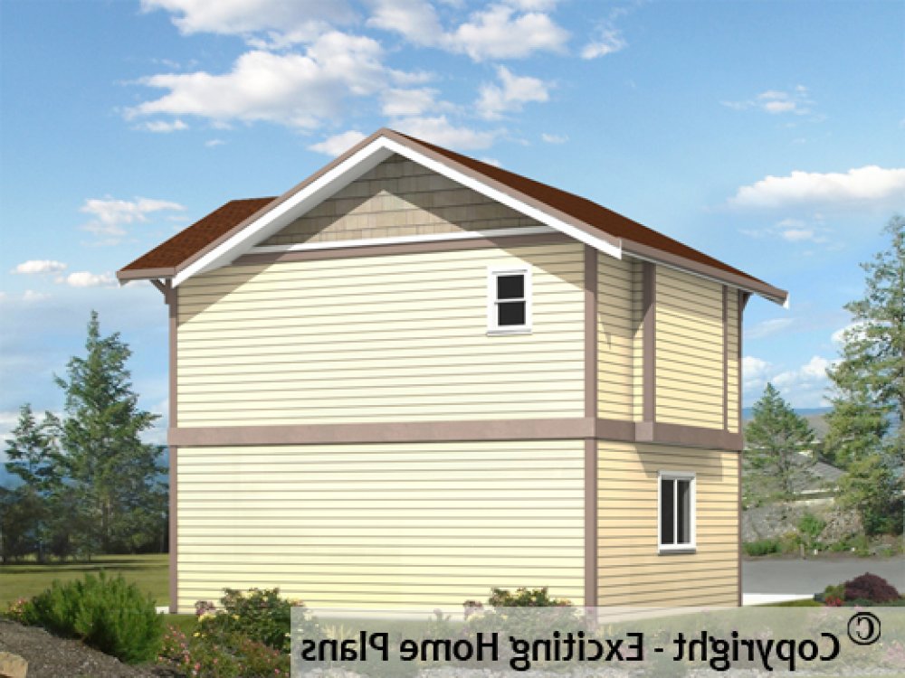House Plan E1185-10 Rear 3D View REVERSE