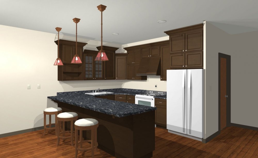 House Plan E1585-10 Interior Kitchen 3D Area