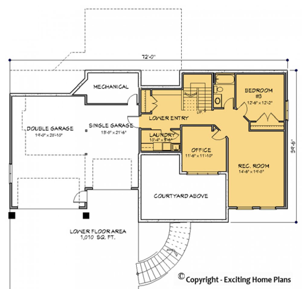 House Plan E1089-10 Lower Floor Plan