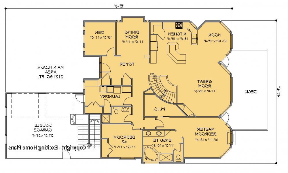 House Plan E1233-10  Main Floor Plan REVERSE