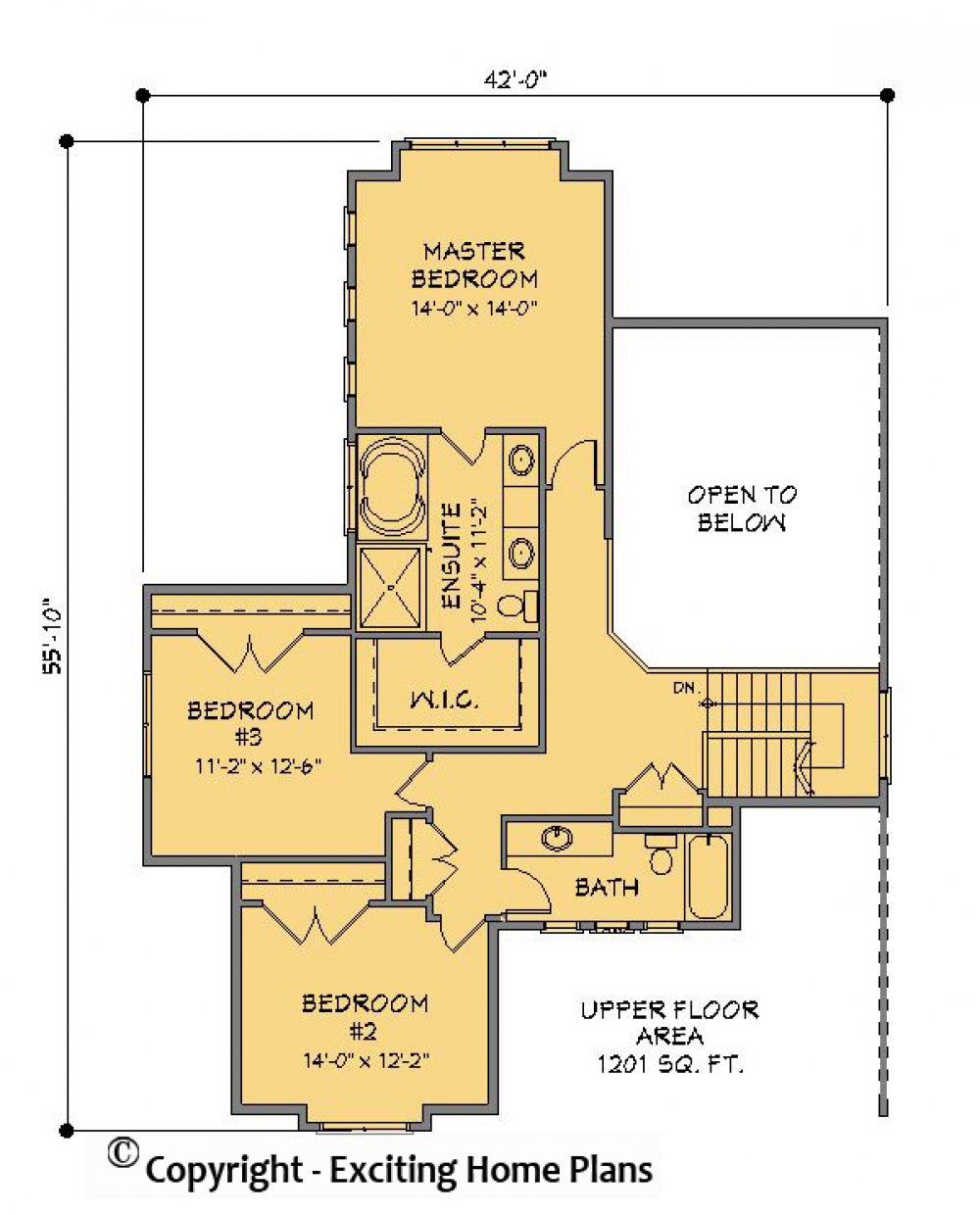 House Plan E1329-10 Upper Floor Plan