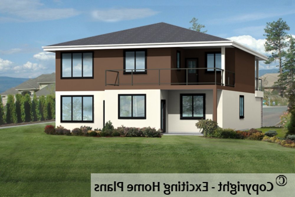 House Plan E1739-10 Rear 3D View REVERSE
