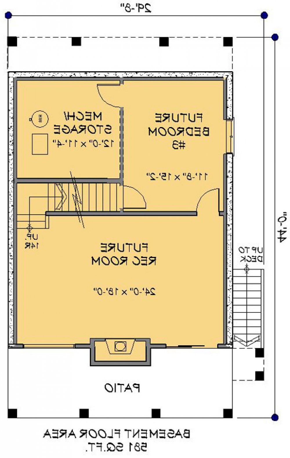 House Plan E1114-11  Lower Floor Plan REVERSE