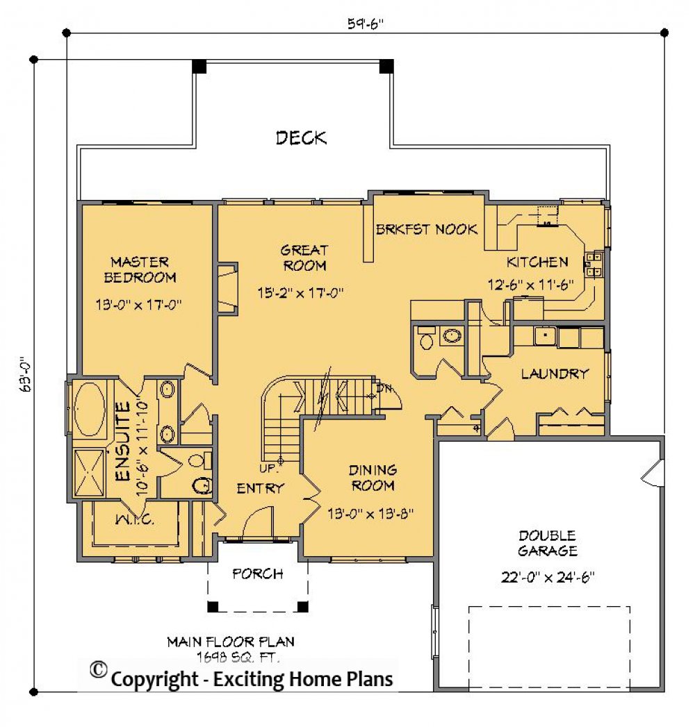 House Plan E1353-10 Main Floor Plan