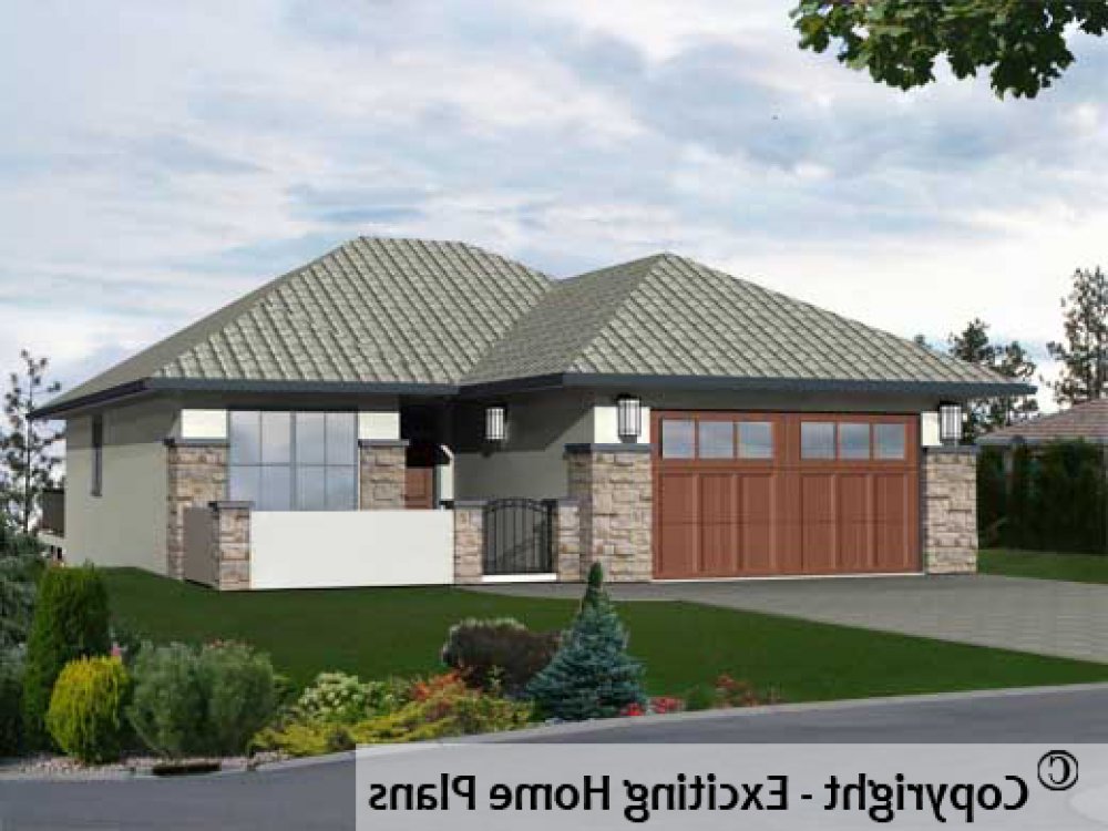 House Plan E1136-10 Exterior 3D View REVERSE