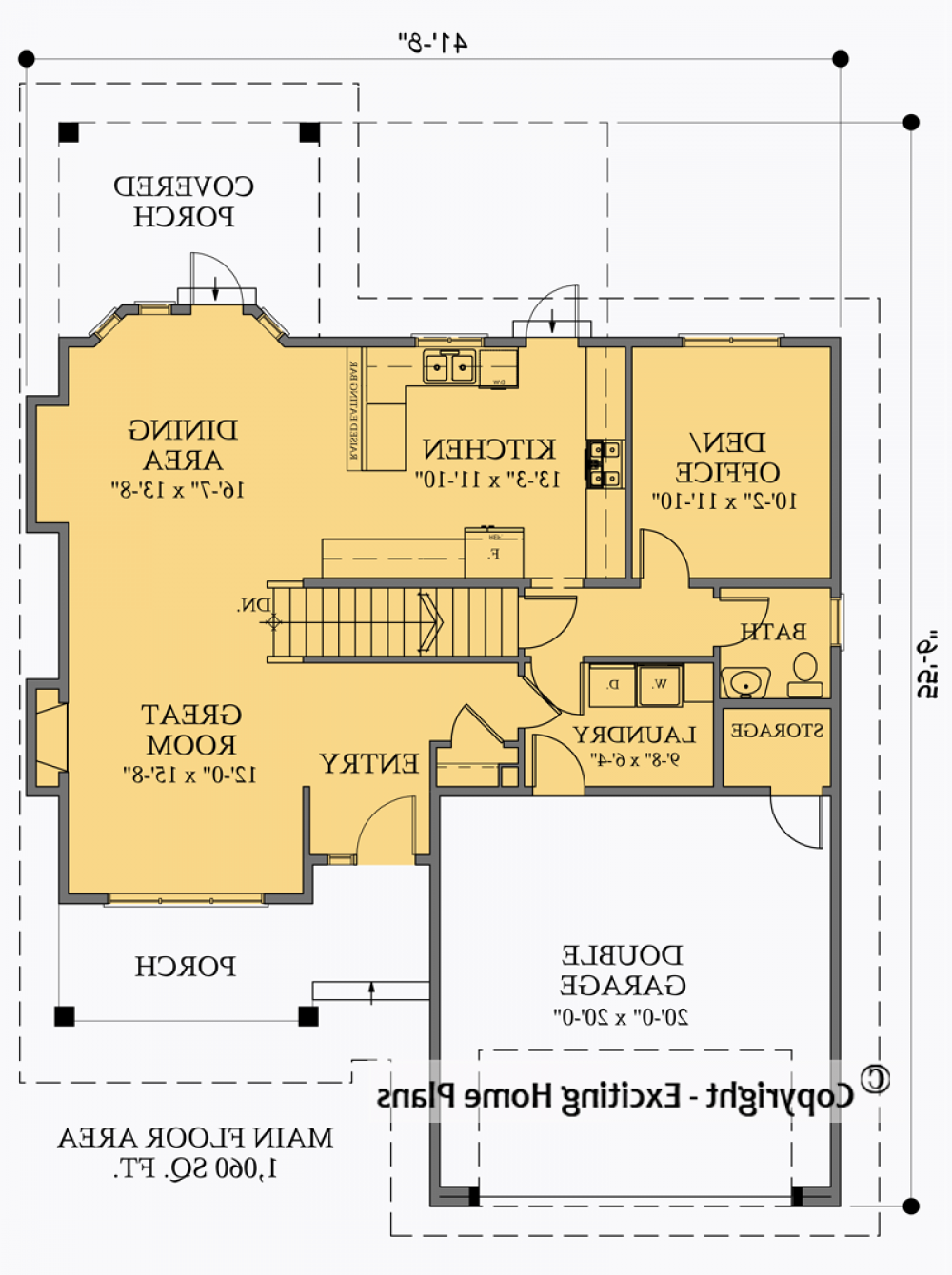 House Plan E1032-10 Main Floor Plan REVERSE