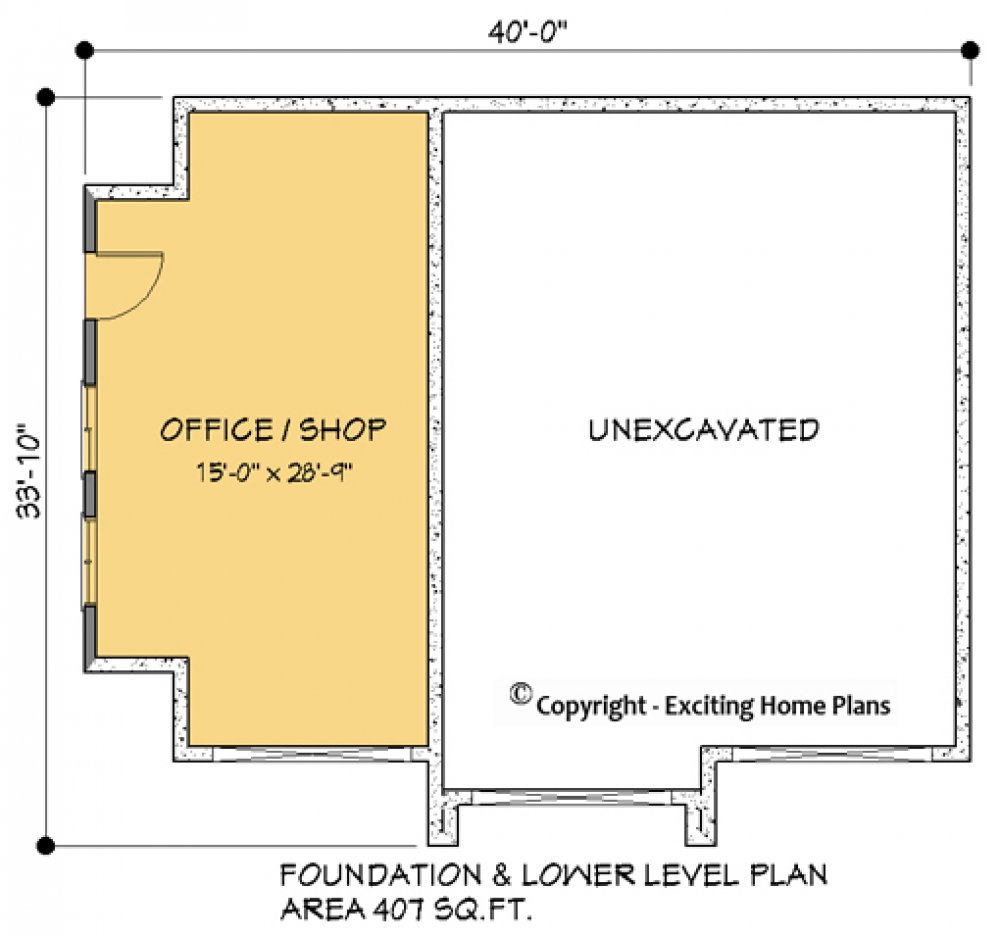 House Plan E1116-10 Garage Lower Floor Plan