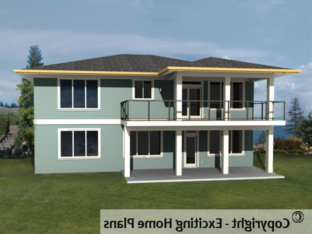 House Plan E1197-10 Rear 3D View REVERSE