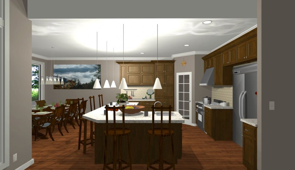 House Plan E1092-10 Interior Kitchen 3D Area