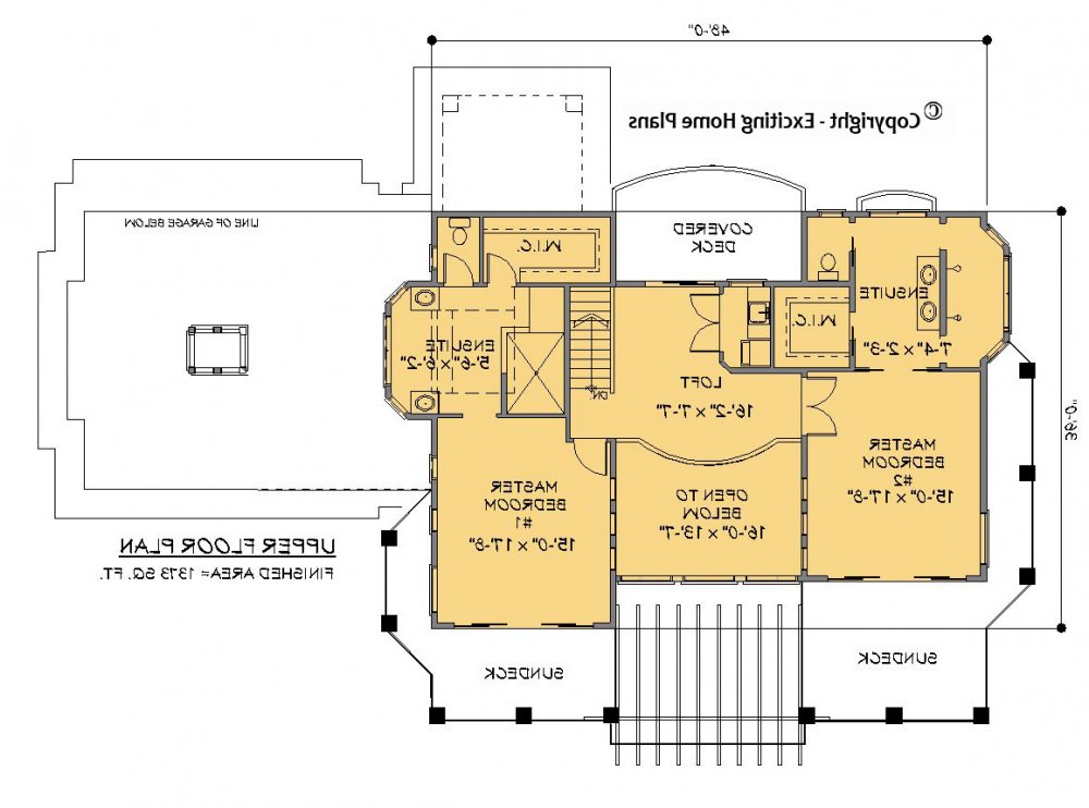 House Plan E1274-10 Upper Floor Plan REVERSE