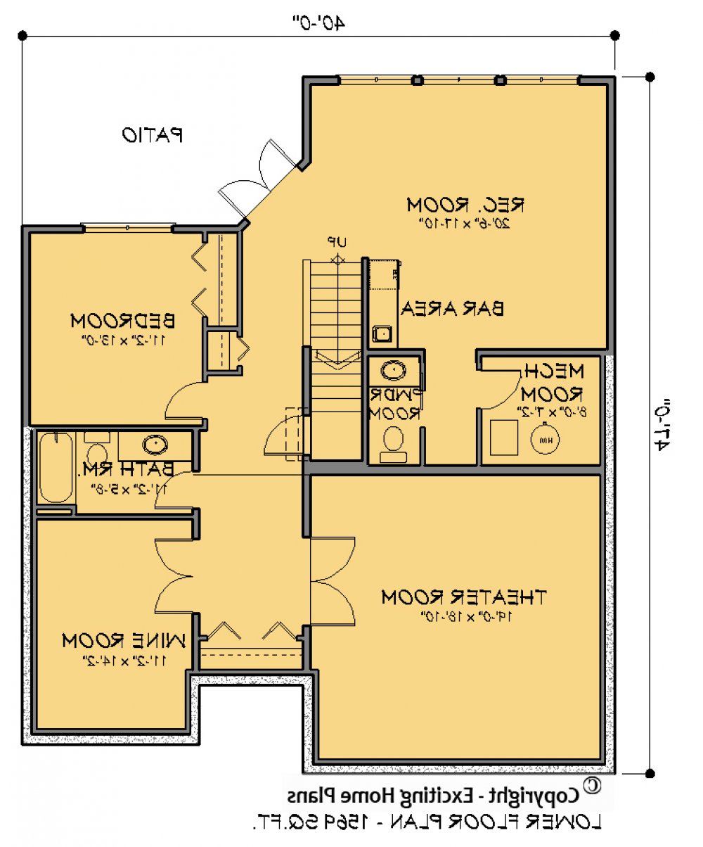 House Plan E1619-10 Lower Floor Plan REVERSE
