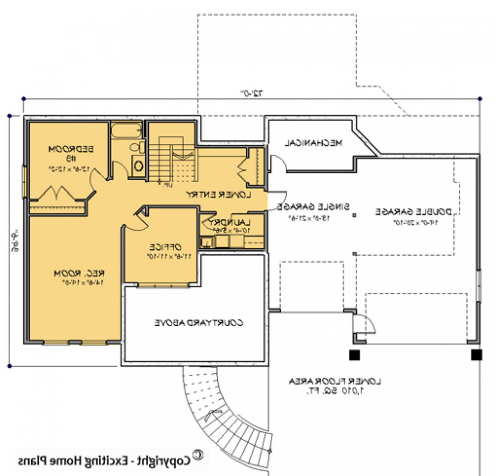 House Plan E1089-10  Lower Floor Plan REVERSE