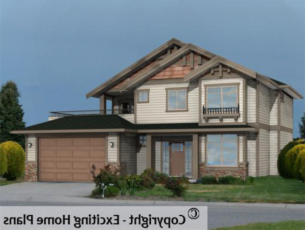House Plan E1033-10 Exterior 3D View REVERSE