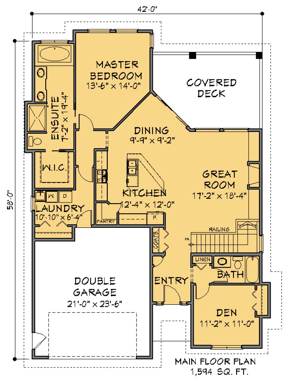 House Plan E1340-10  Main Floor Plan