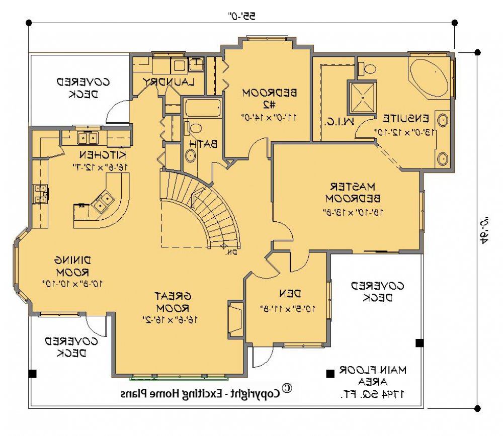 House Plan E1328-10 Main Floor Plan REVERSE