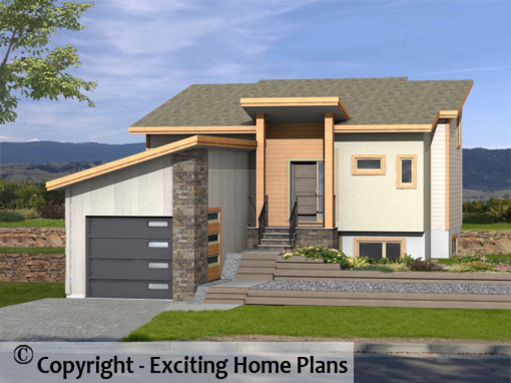 House Plan E1722-10  Front 3D View