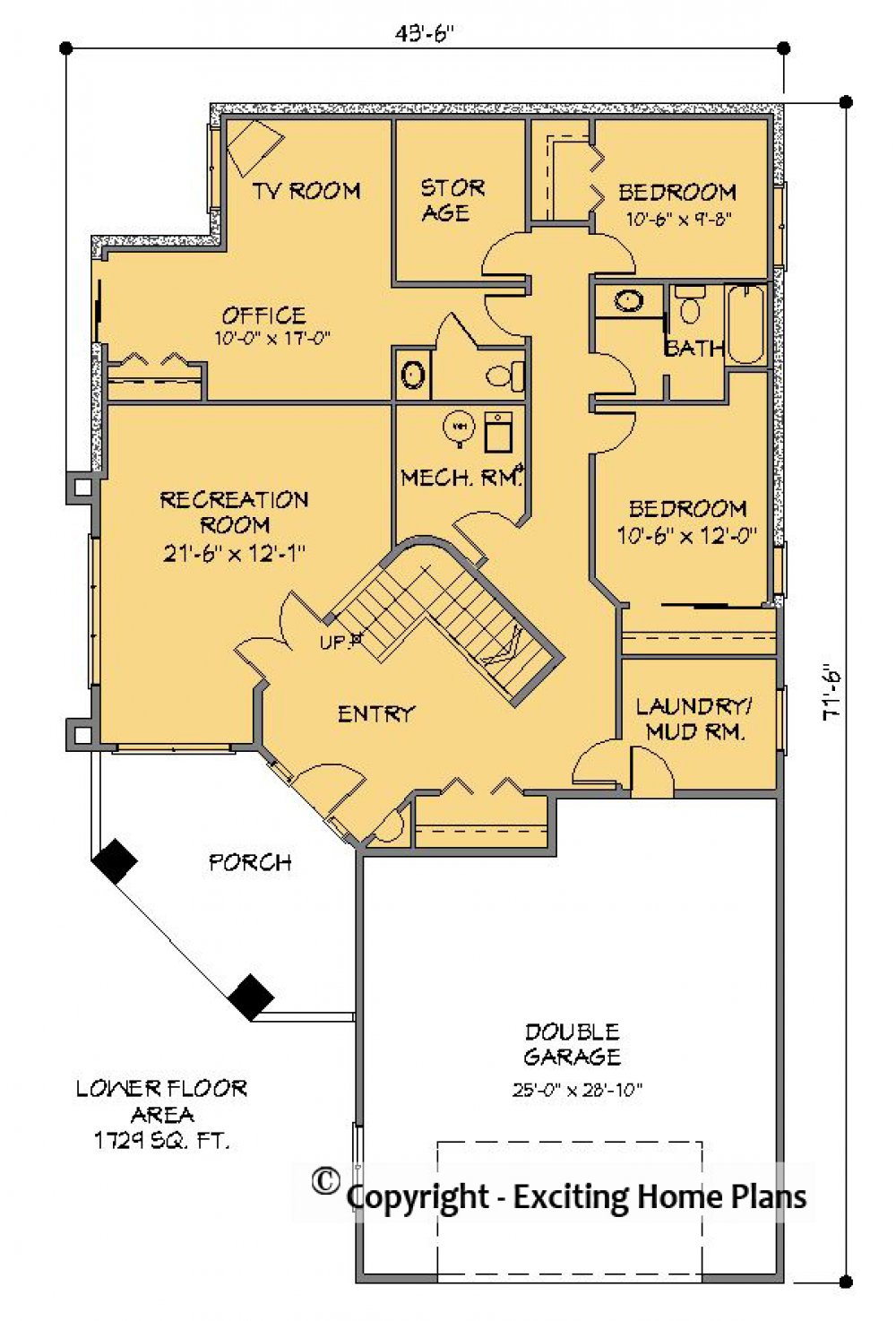 House Plan E1297-10  Lower Floor Plan