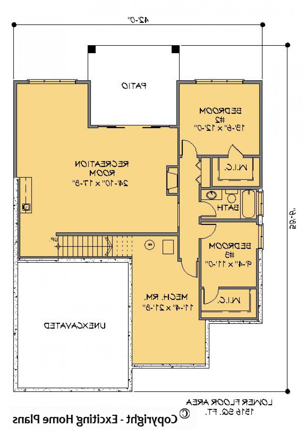 House Plan E1200-10 Lower Floor Plan REVERSE
