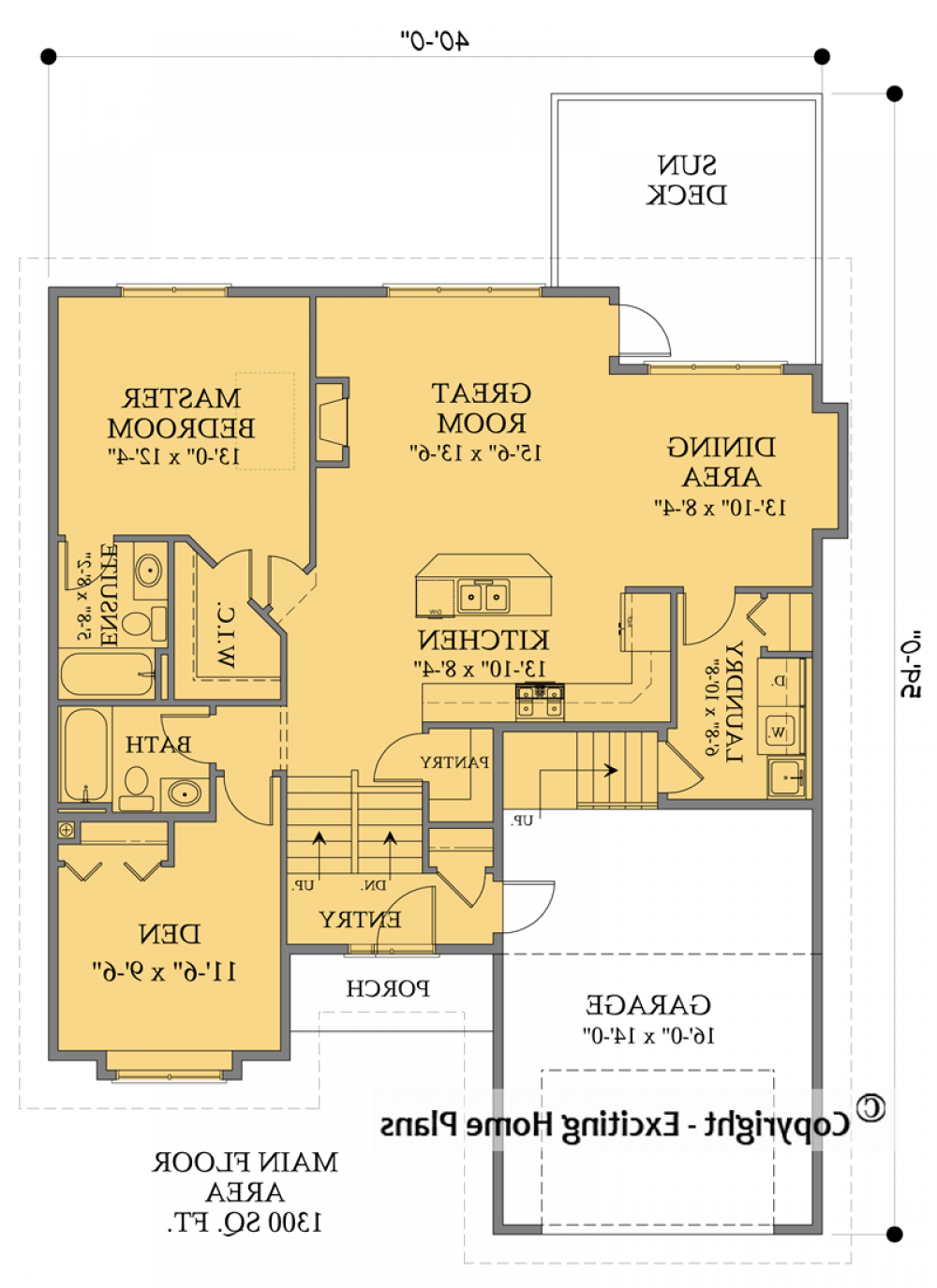 House Plan E1682-10 Main Floor Plan REVERSE