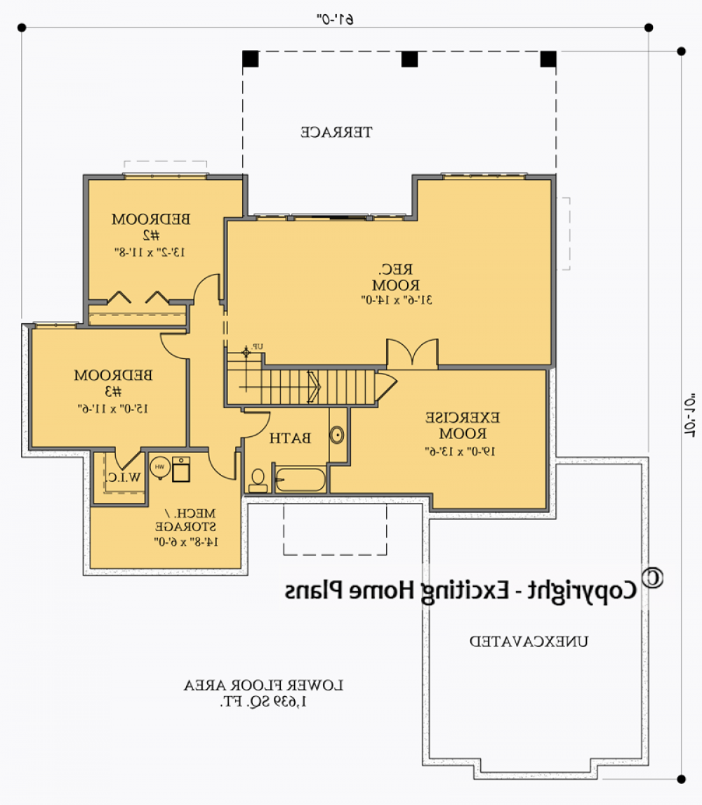 House Plan E1056-10 Lower Floor Plan REVERSE