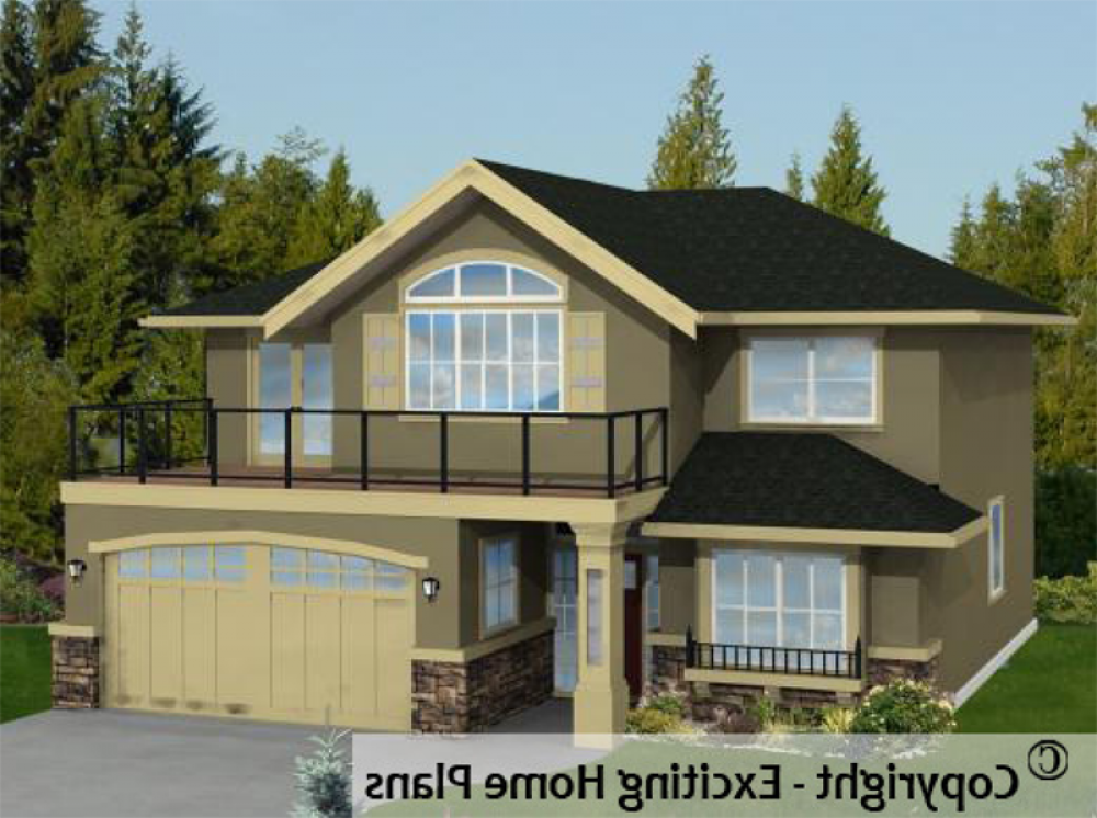 House Plan E1041-10 Exterior 3D View REVERSE