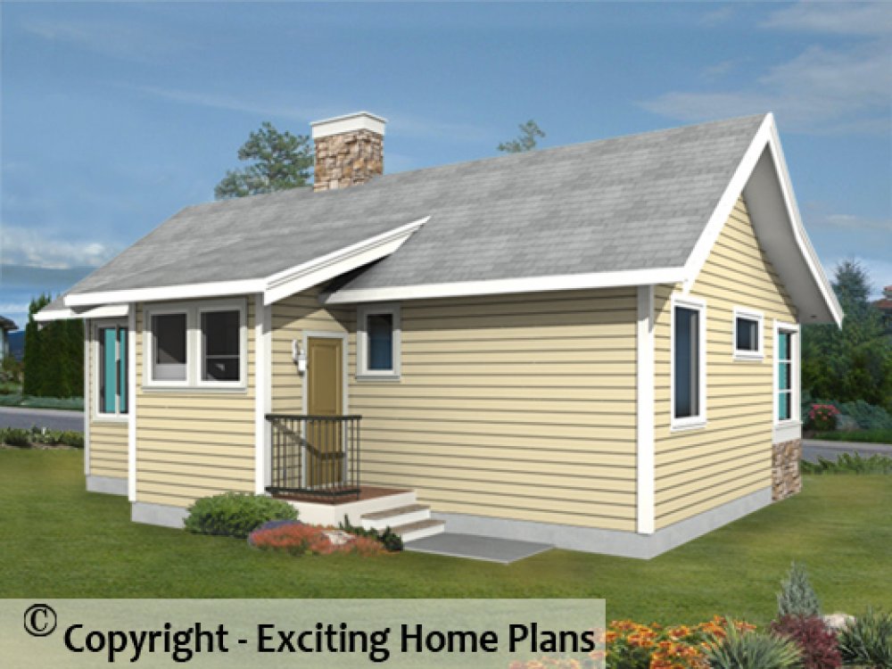House Plan E1131-10 Rear 3D View