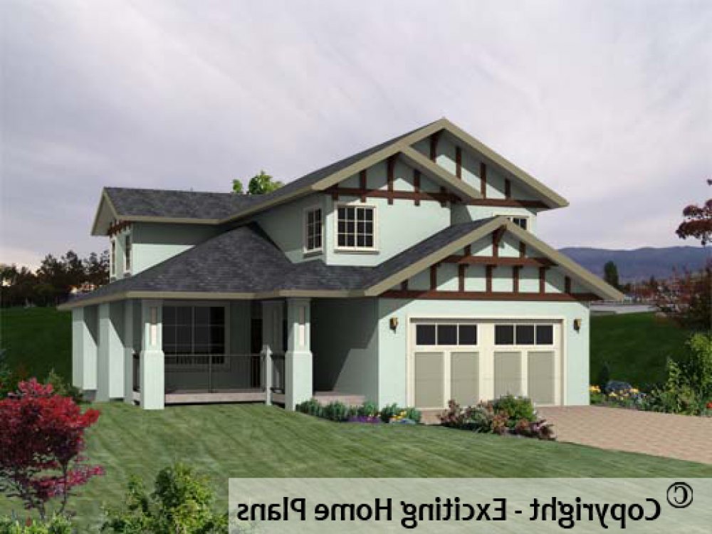 House Plan E1178-10 Exterior 3D View REVERSE