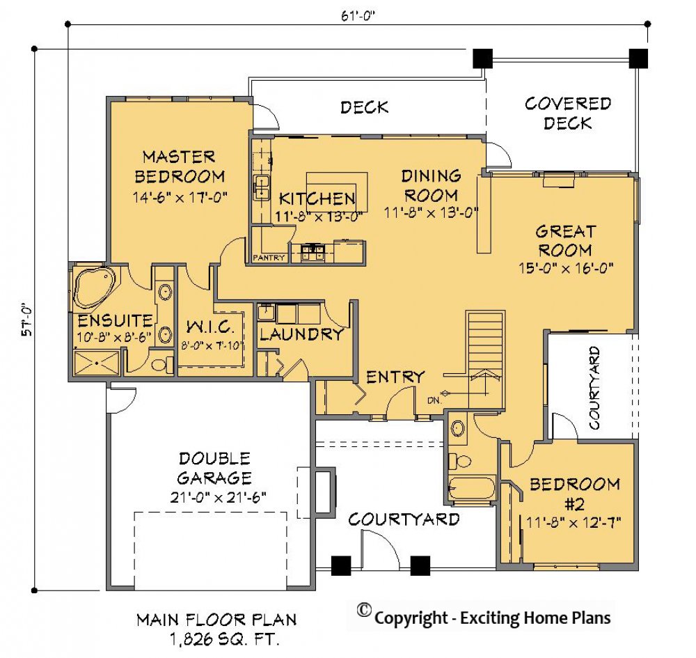 House Plan E1417-10  Main Floor Plan
