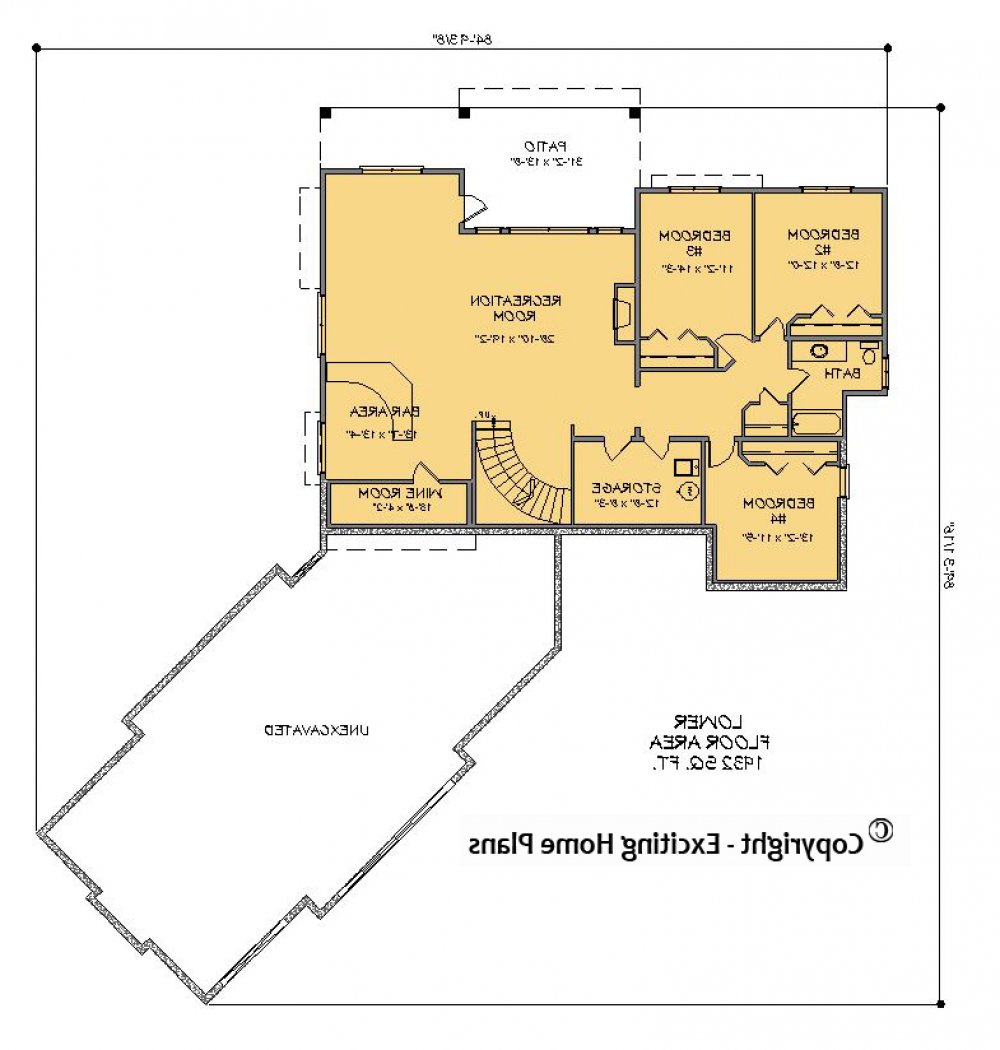 House Plan E1355-10 Lower Floor Plan REVERSE