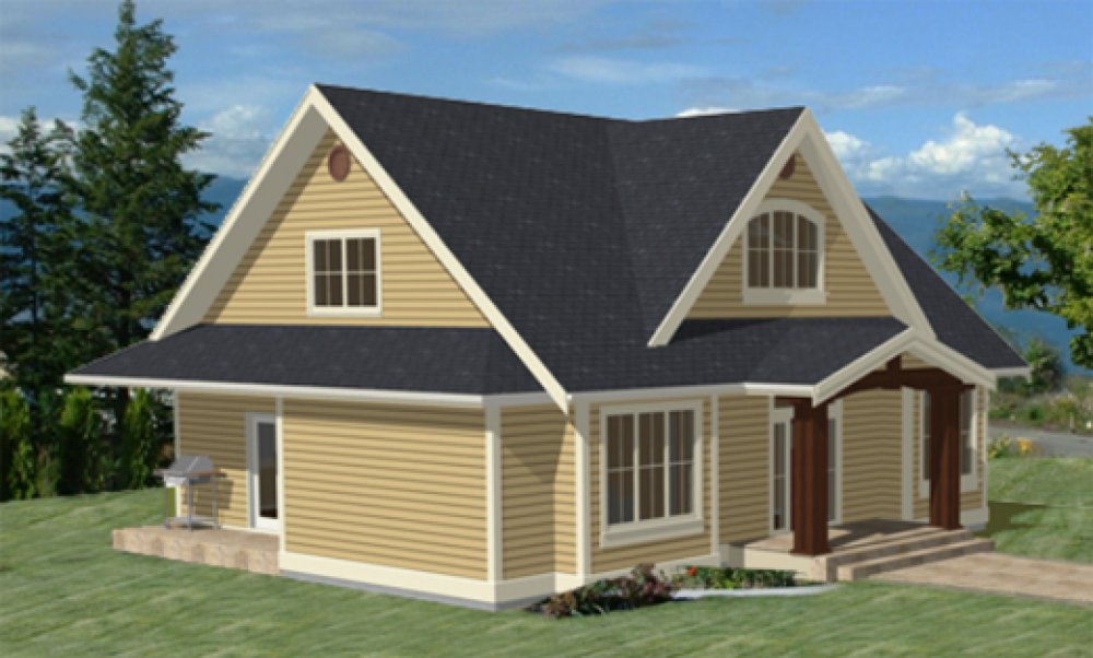 House Plan E1288-10 Rear 3D View REVERSE