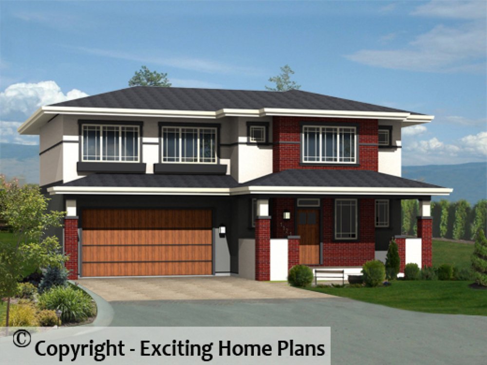 House Plan E1307-10 Front 3D View