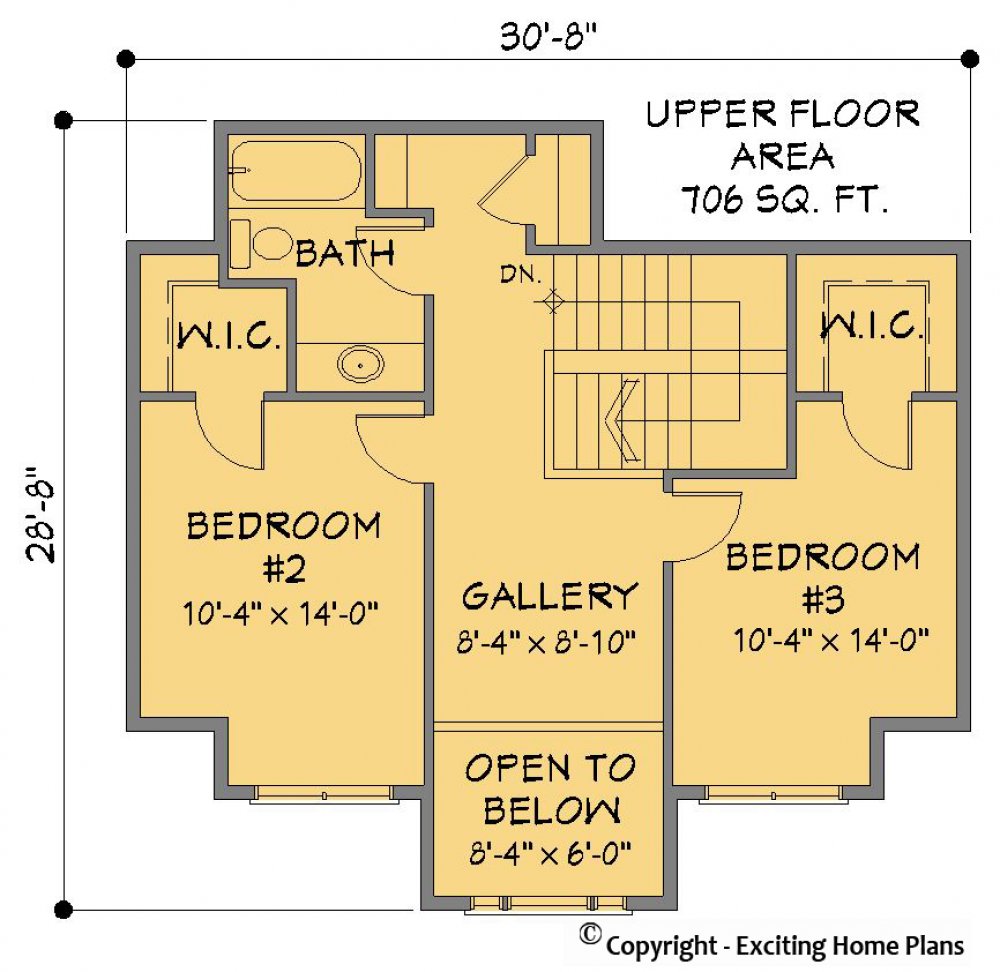 House Plan E1201-10 Upper Floor Plan