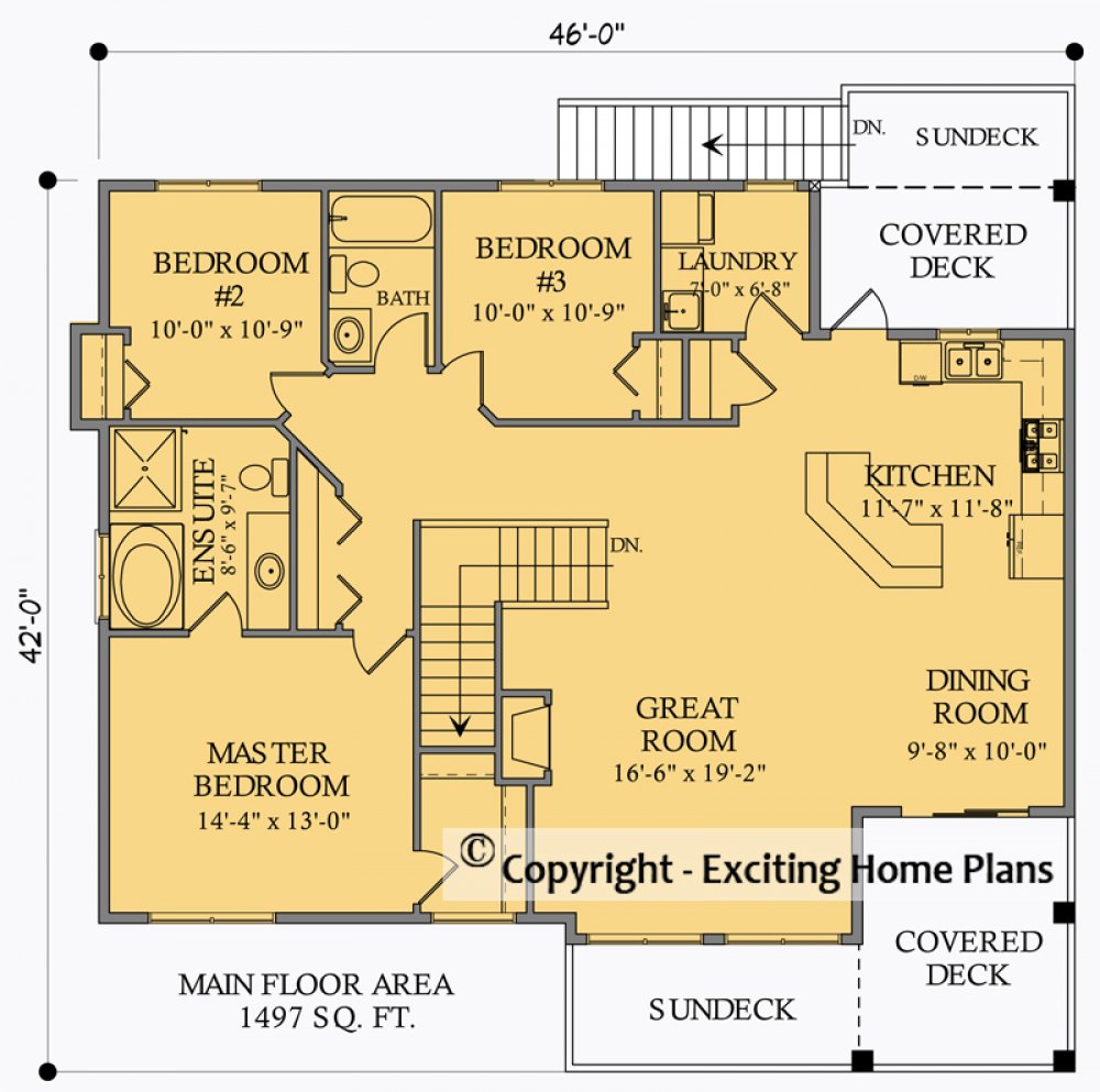 House Plan E1009-10M Main Floor Plan