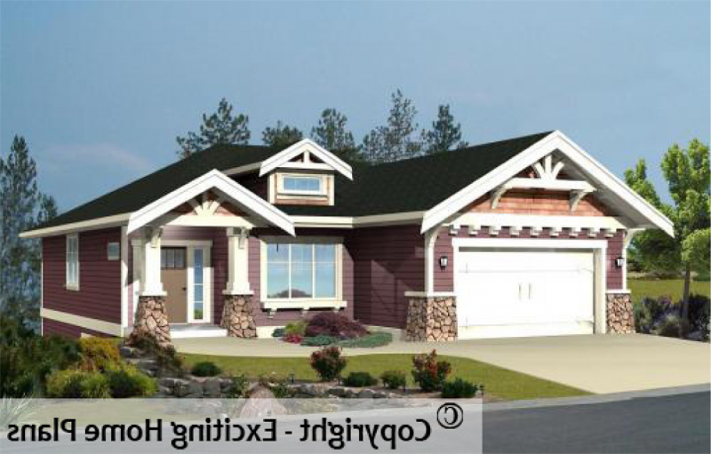 House Plan E1030-10 Exterior 3D View REVERSE