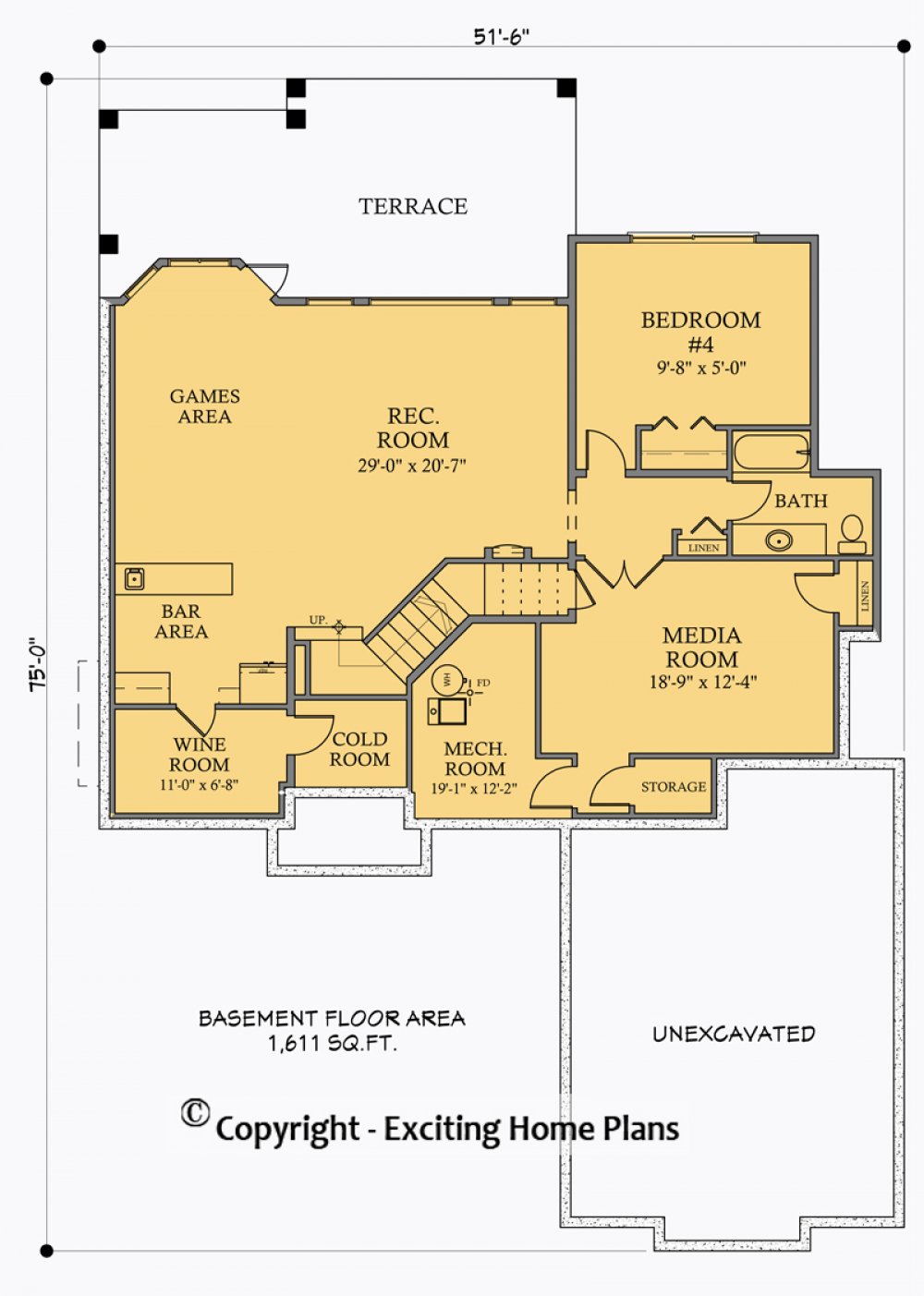 House Plan E1063-10 Lower Floor Plan