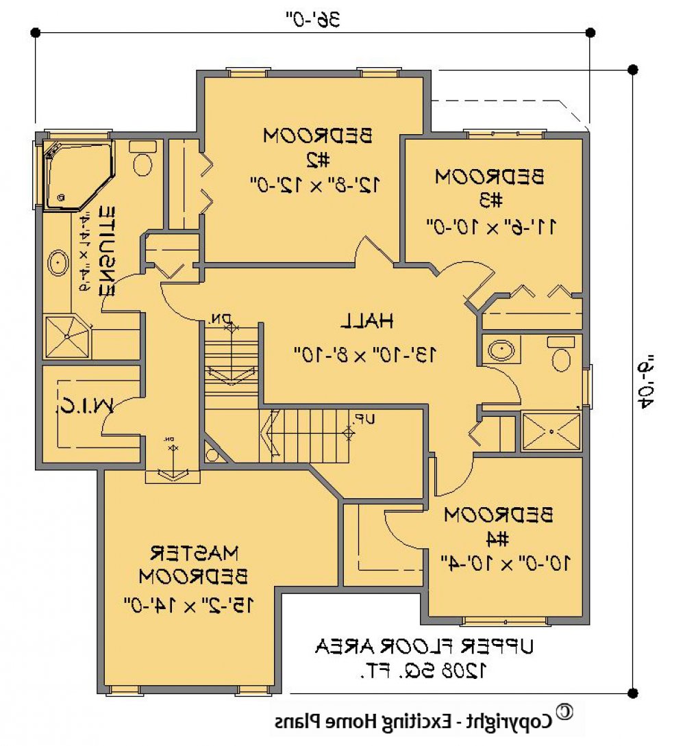 House Plan E1187-10  Upper Floor Plan REVERSE