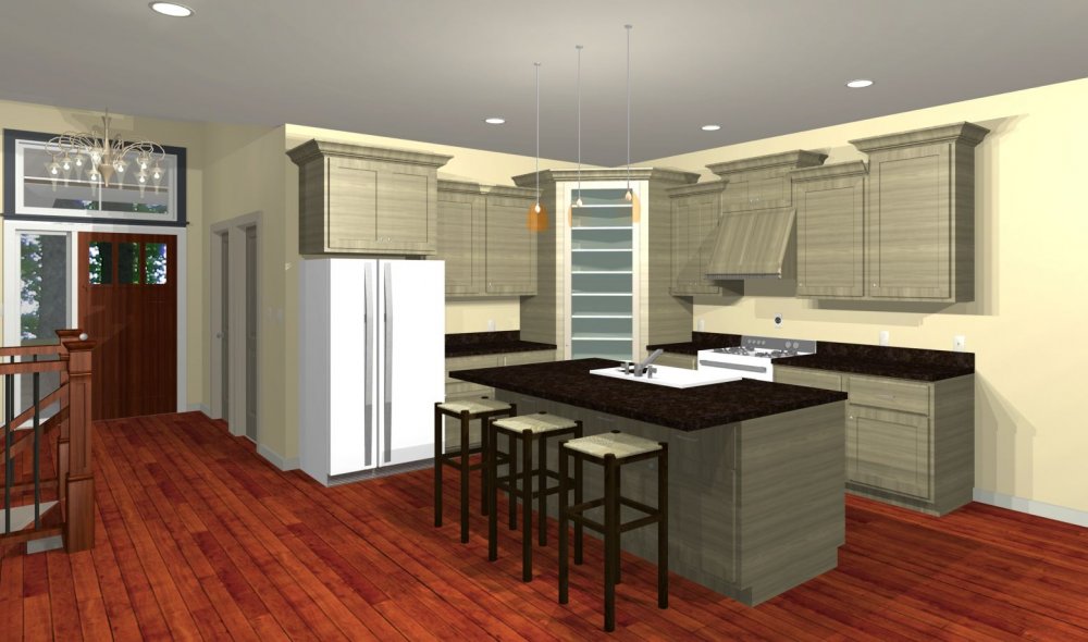 House Plan E1602-10 Interior Kitchen 3D Area