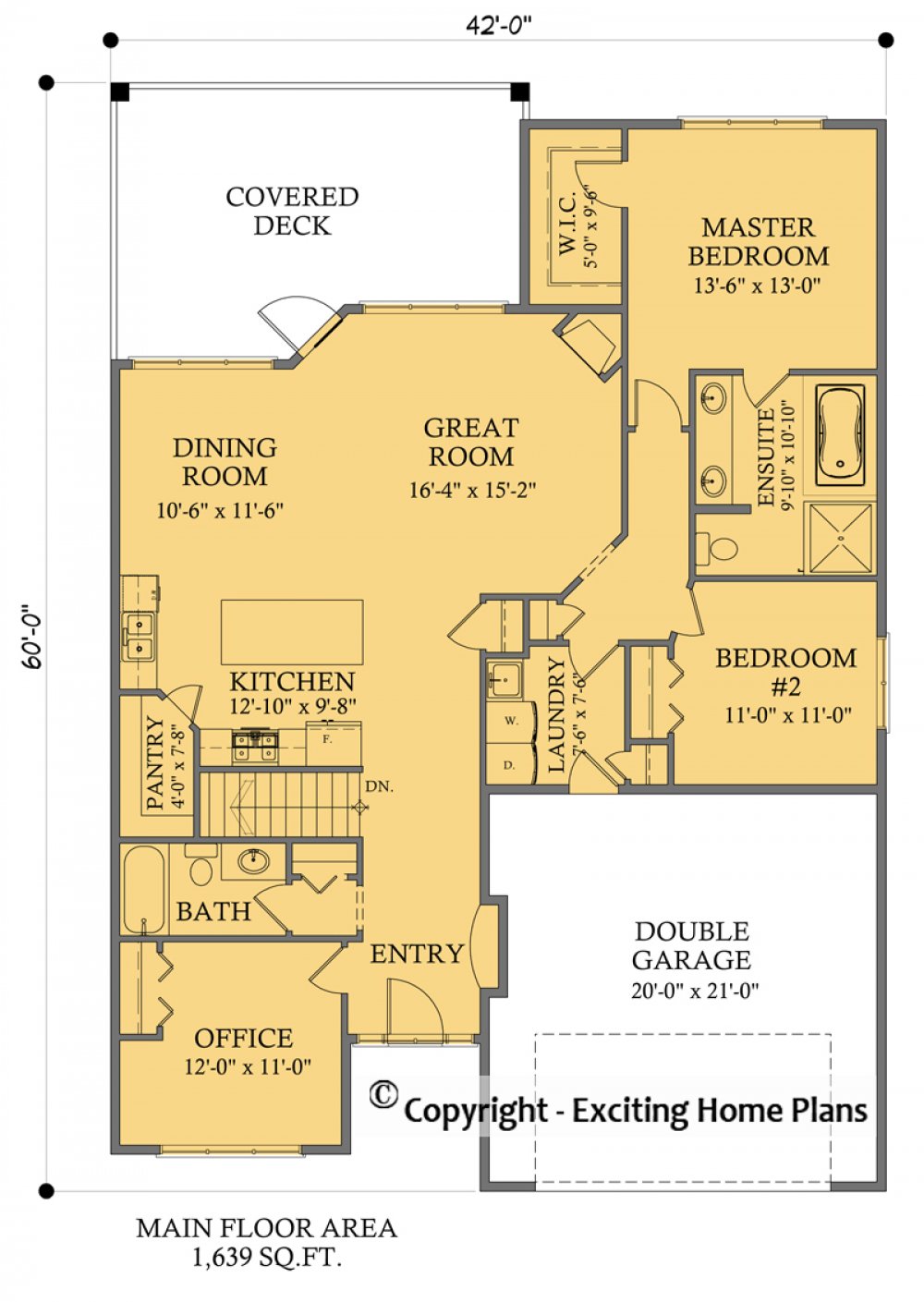 House Plan E1600-10M Main Floor Plan