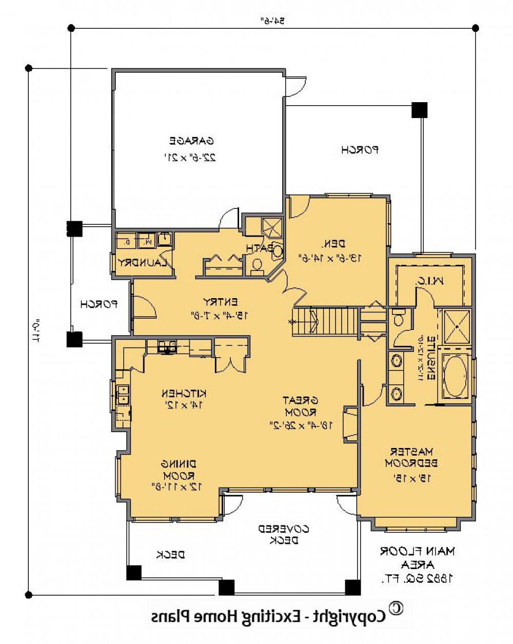 House Plan E1195-10 Main Floor Plan REVERSE