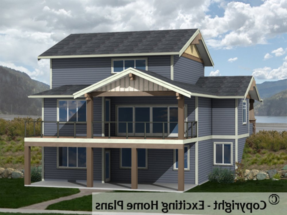 House Plan E1203-10 Rear 3D View REVERSE