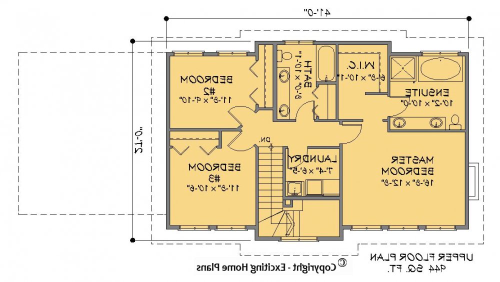 House Plan E1488-10 Upper Floor Plan REVERSE