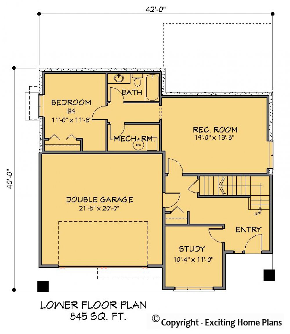 House Plan E1206-10 Lower Floor Plan