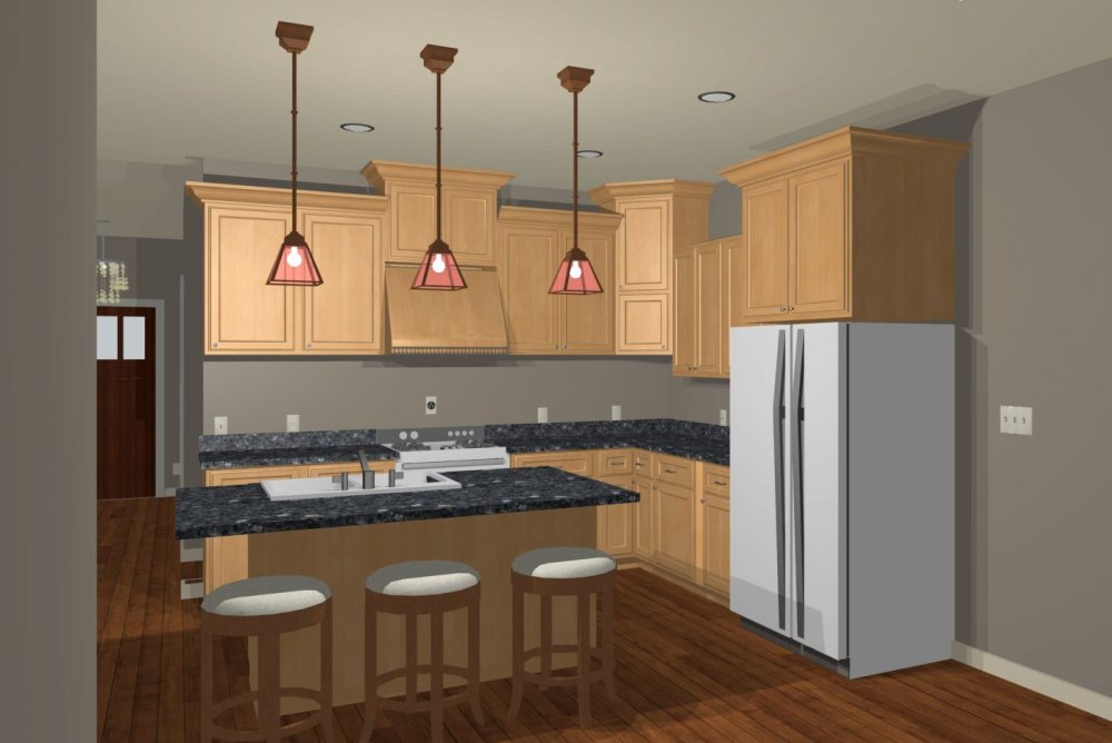 House Plan E1492-10  E1492-10 Interior Kitchen 3D Area