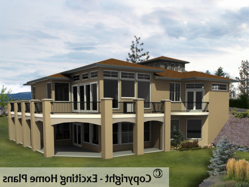 House Plan E1148-10 Rear 3D View REVERSE