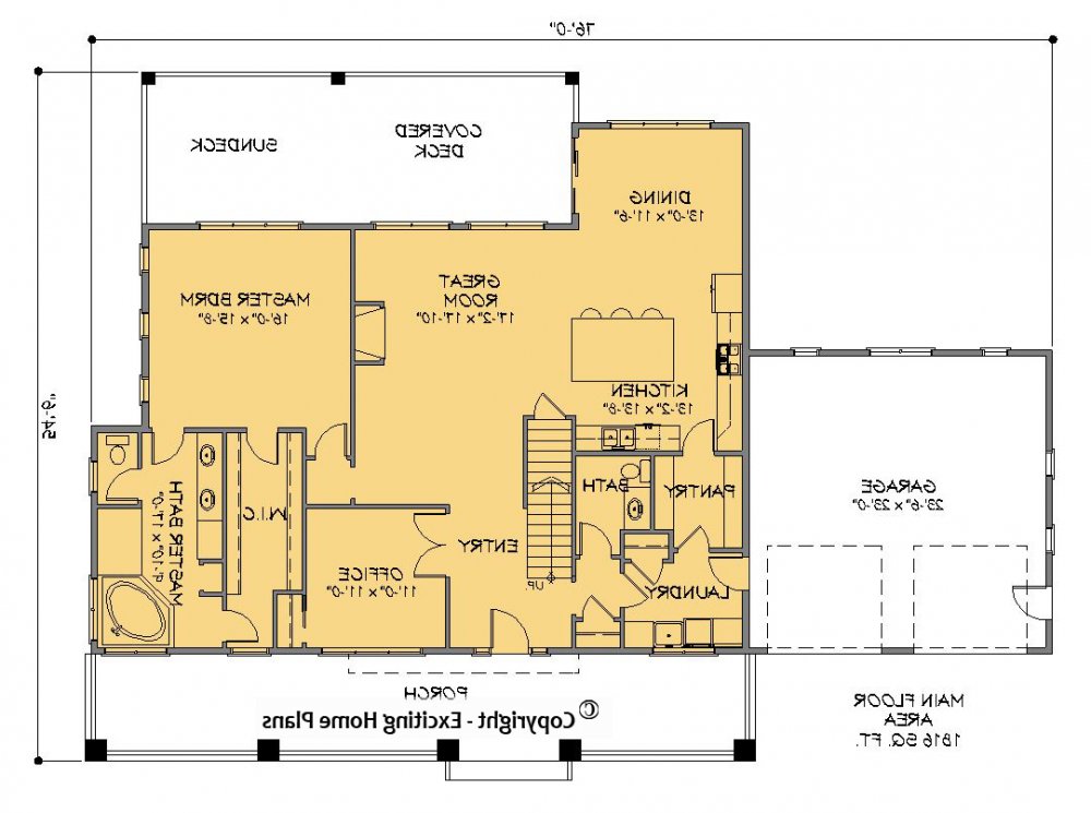 House Plan E1468-10 Main Floor Plan REVERSE