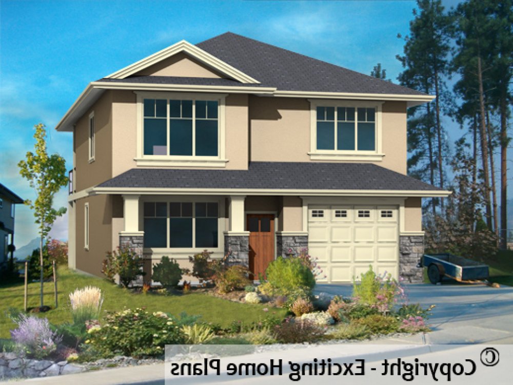 House Plan E1357-10 Exterior 3D View REVERSE