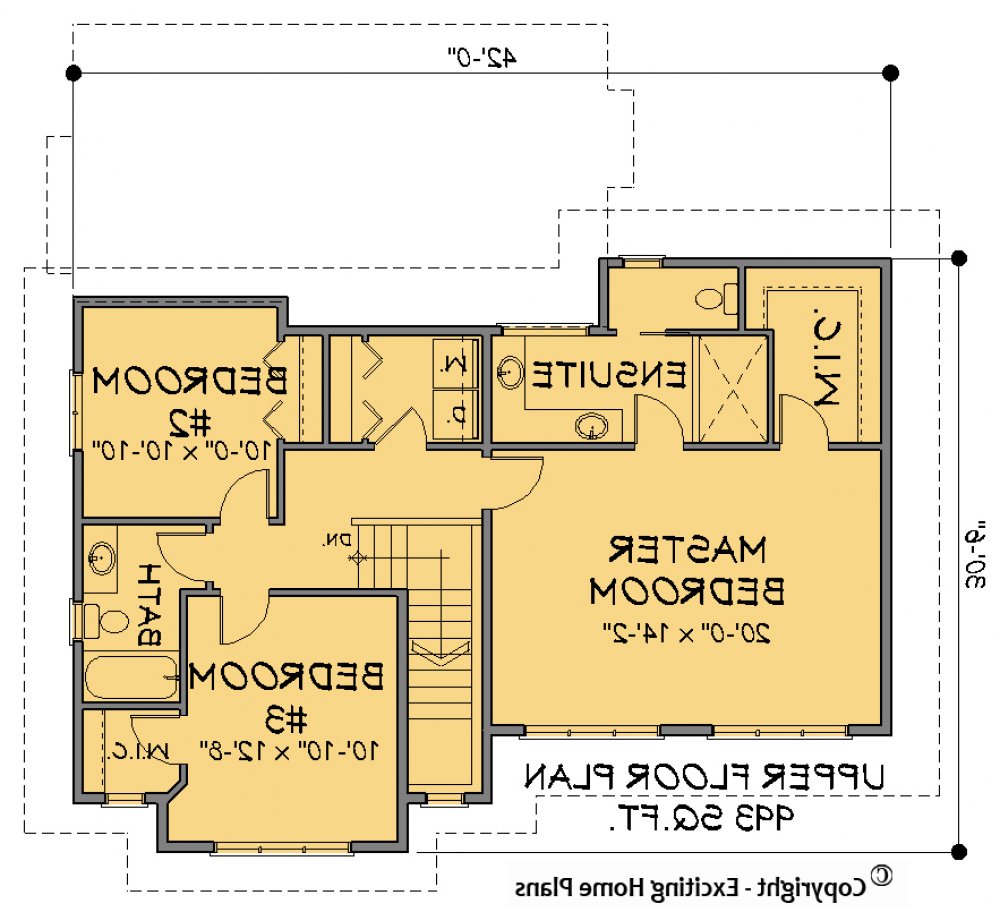 House Plan E1307-10 Upper Floor Plan REVERSE