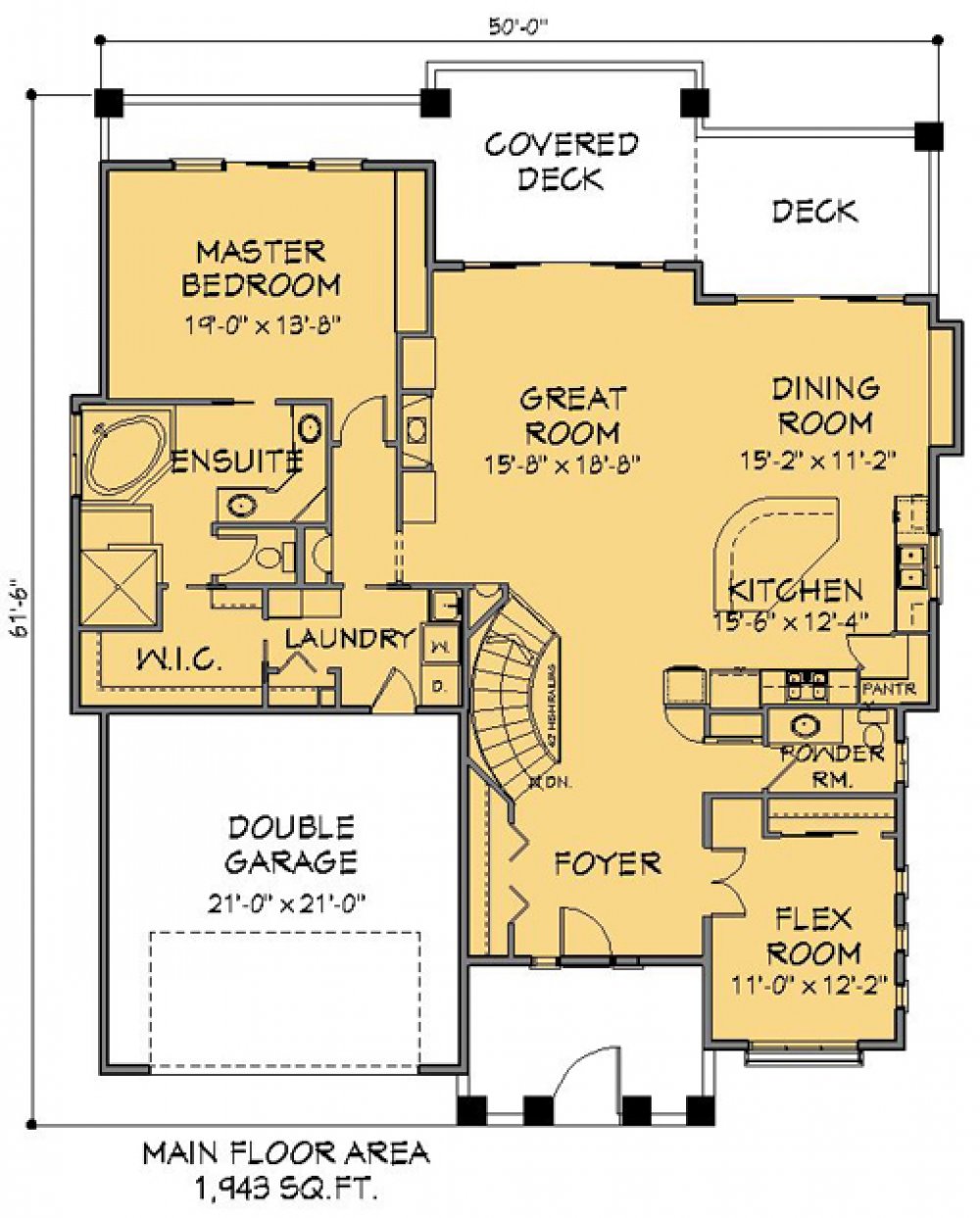 House Plan E1150-10 Main Floor Plan